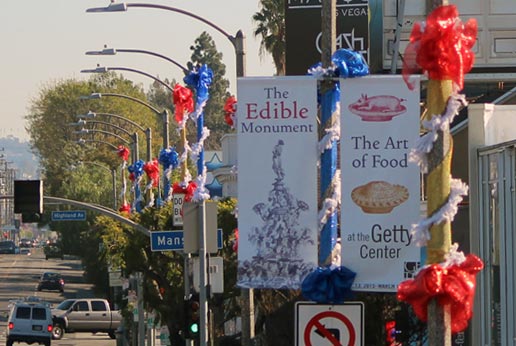 getty center light pole banner campaign by agmedia