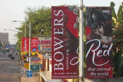 the bowers museum city light pole banners in los angeles